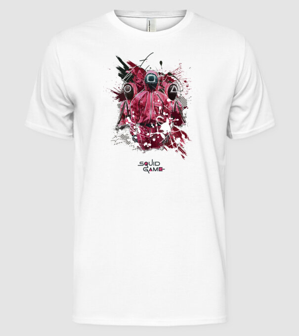 squid game poster model alb pe tricou