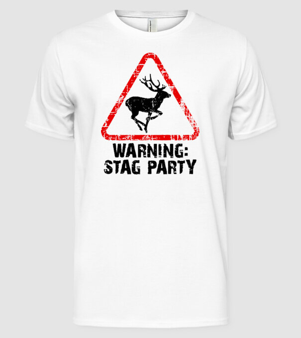 Stag Party model alb pe tricou