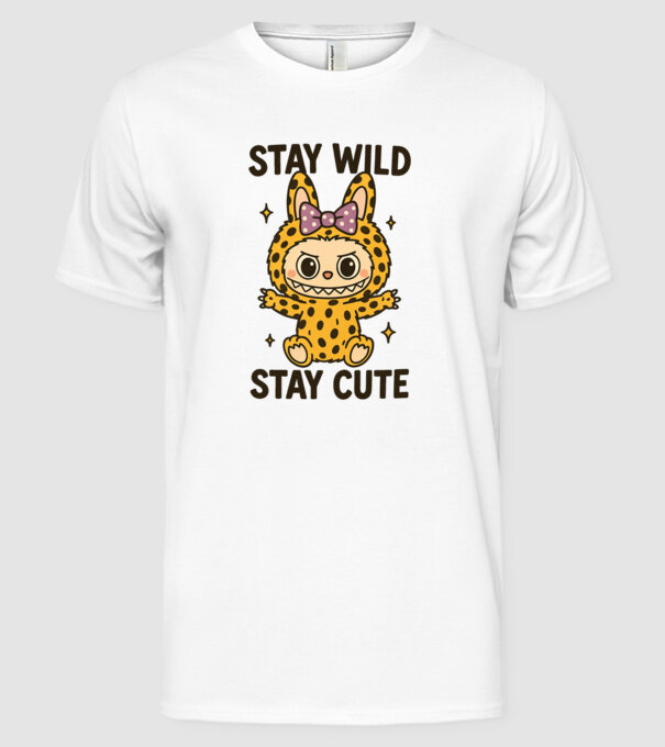 Stay wild - Labubu model alb pe tricou