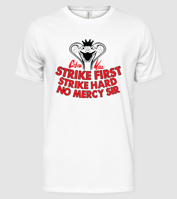 Strike first strike hard logo model alb pe tricou