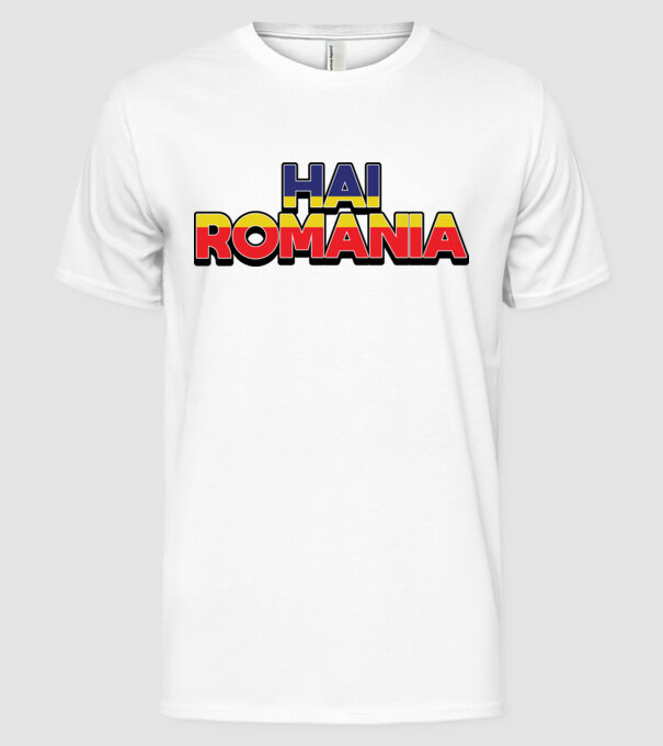 Subtitlu Hai Romania model alb pe tricou