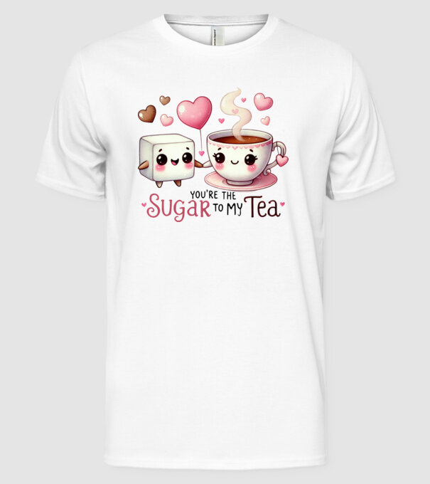 Sugar to my Tea model alb pe tricou