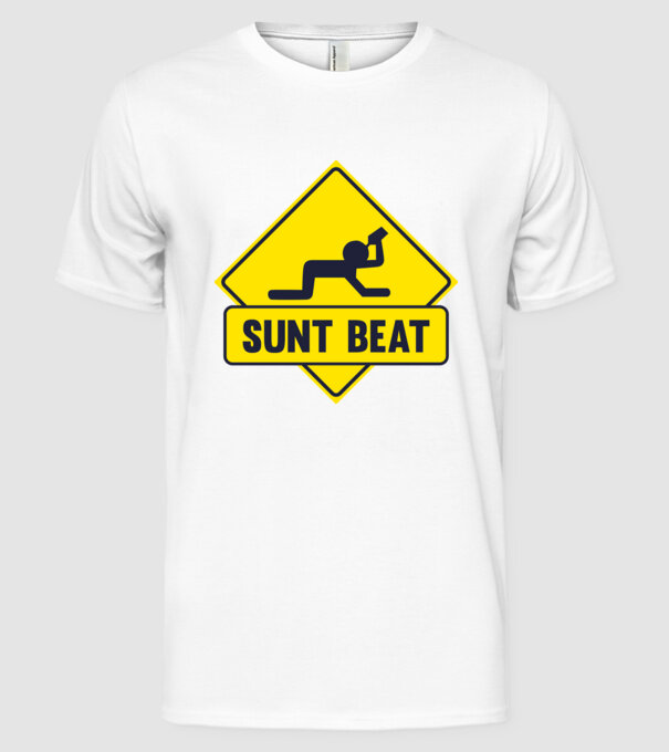 Sunt beat model alb pe tricou