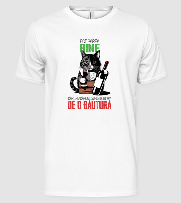 sunt bun pentru o băutură Alb model alb pe tricou
