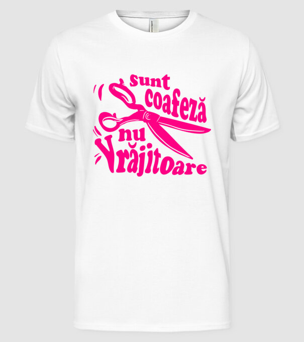 sunt coafeză, nu vrăjitoare model alb pe tricou