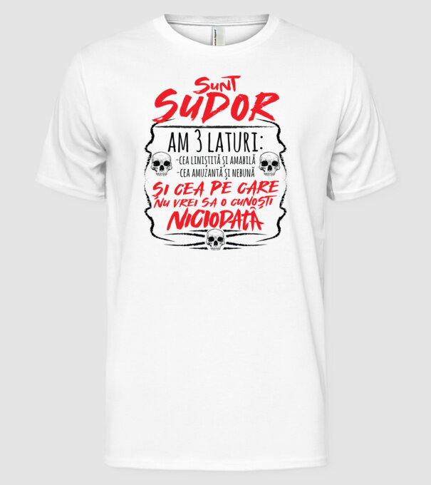 sunt sudor am 3 laturi model alb pe tricou