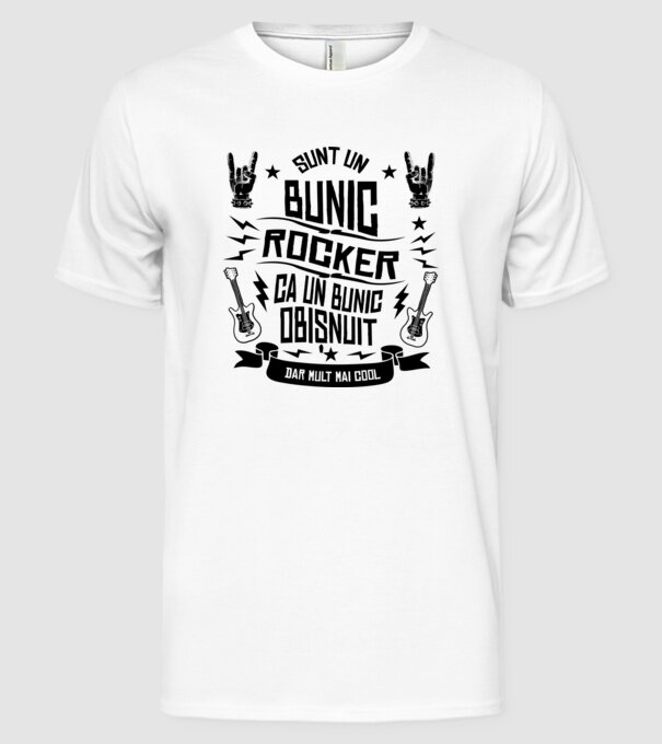 Sunt un bunic rocker, ca un bunic obișnuit, dar mult mai cool model alb pe tricou