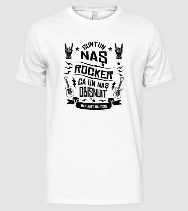 Sunt un naș rocker, ca un naș obișnuit, dar mult mai cool model alb pe tricou