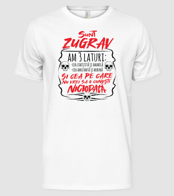 sunt zugrav am 3 laturi model alb pe tricou