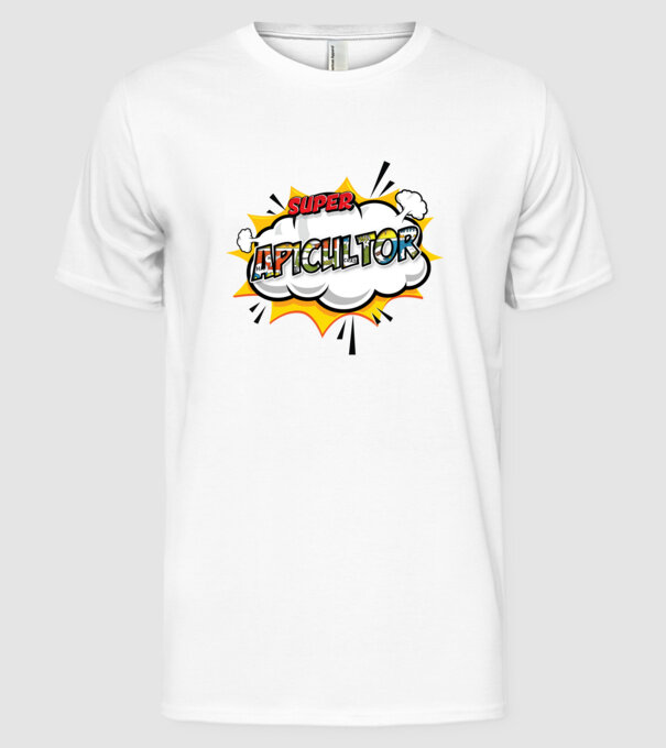 Super Apicultor model alb pe tricou