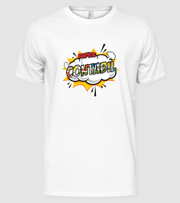 Super Contabil model alb pe tricou