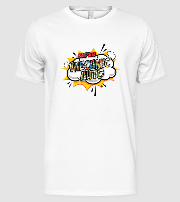 Super mecanic auto model alb pe tricou