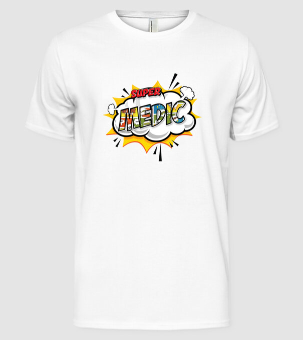 Super Medic model alb pe tricou