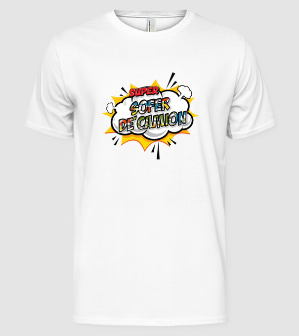 Super Șofer de camion model alb pe tricou