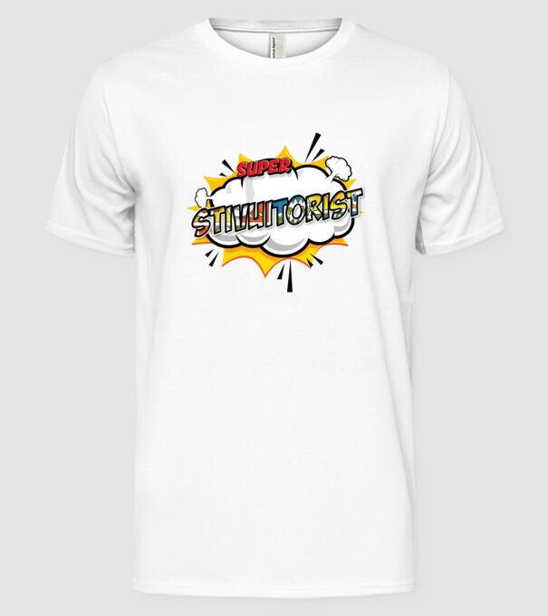 Super Stivuitorist model alb pe tricou