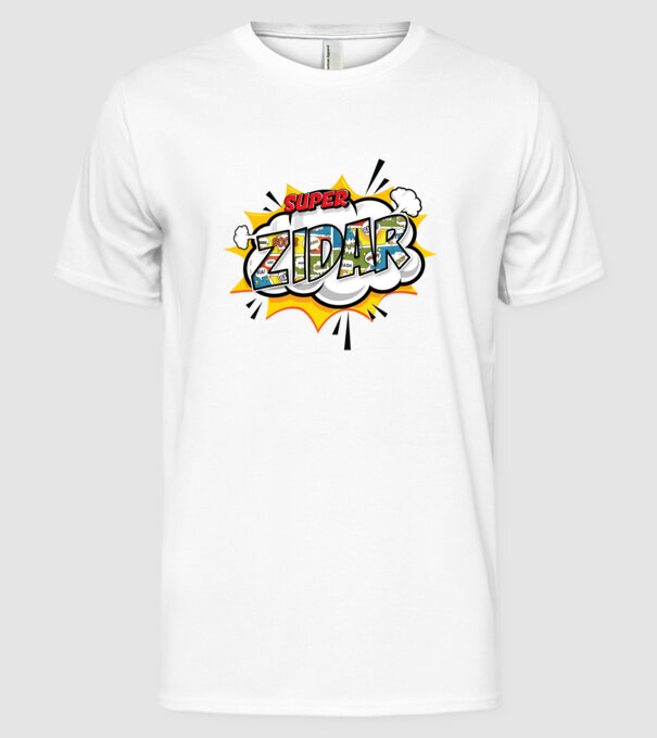 Super Zidar model alb pe tricou