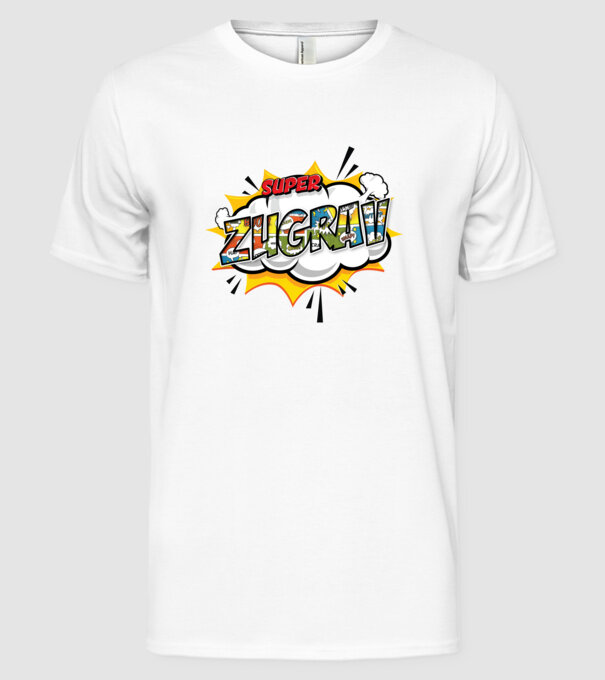 Super Zugrav model alb pe tricou