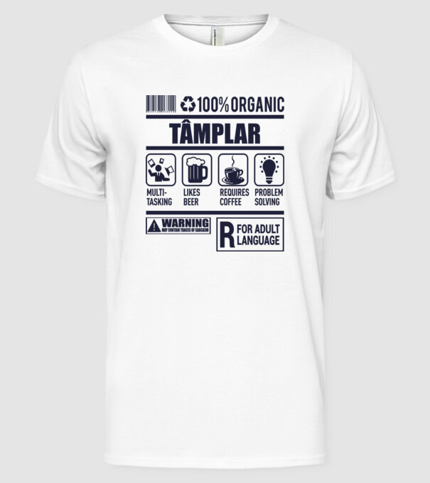 TÂMPLAR model alb pe tricou