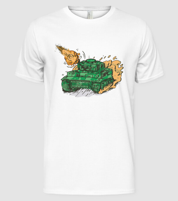 Tancuri model alb pe tricou