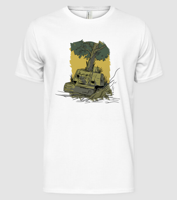 Tancuri model alb pe tricou
