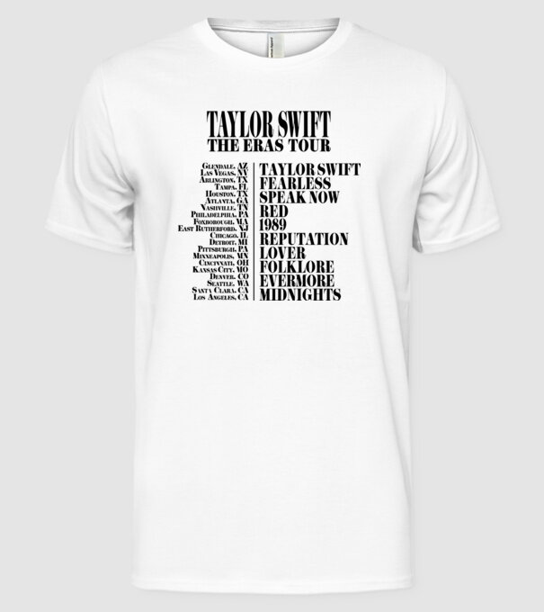 Taylor Swift Eras tour back model alb pe tricou