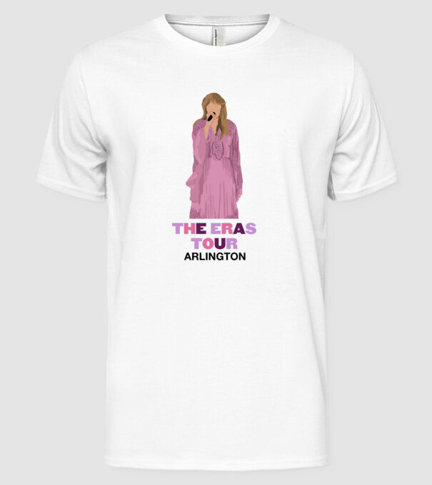 Taylor Swift The Eras Tour Arlington 3 model alb pe tricou