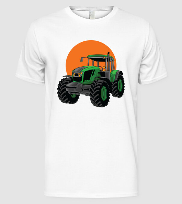 TRACTOR model alb pe tricou