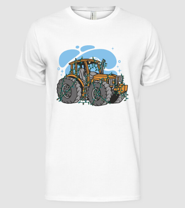 TRACTOR model alb pe tricou