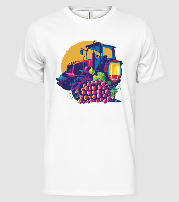 TRACTOR model alb pe tricou