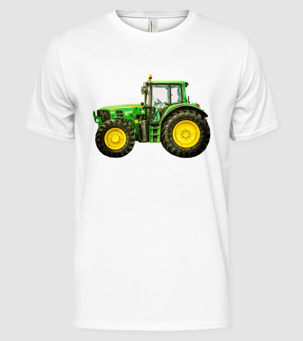 TRACTOR model alb pe tricou