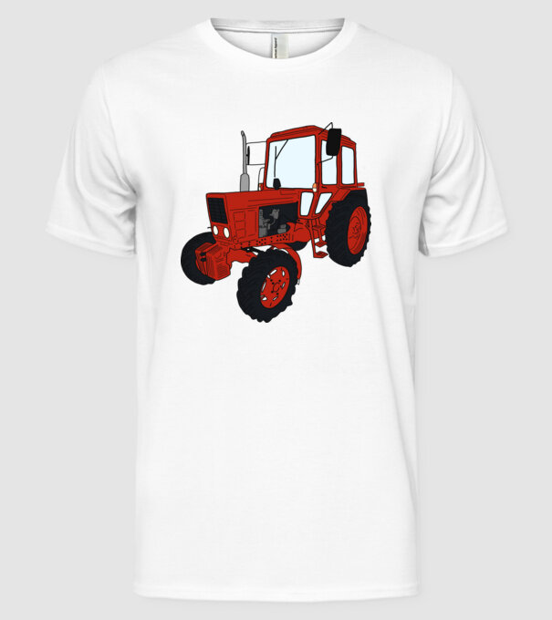 TRACTOR model alb pe tricou