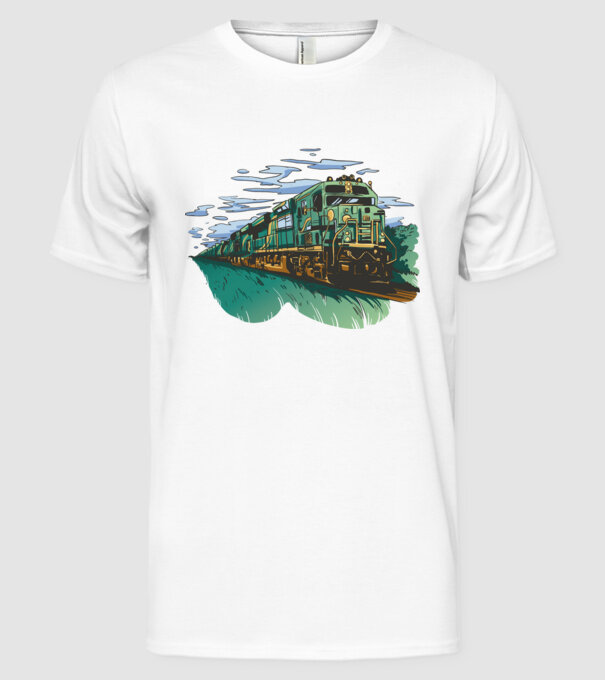 Trenuri model alb pe tricou