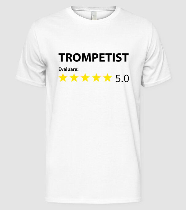 trompetist evaluare model alb pe tricou