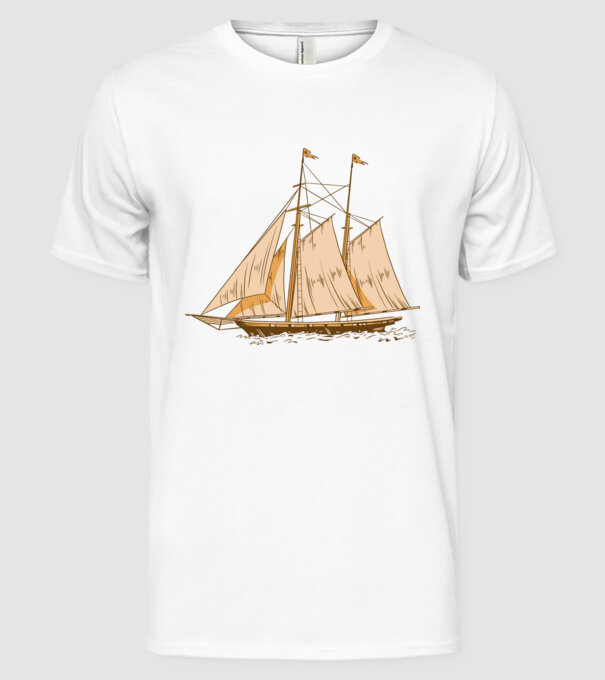 Vapoare model alb pe tricou