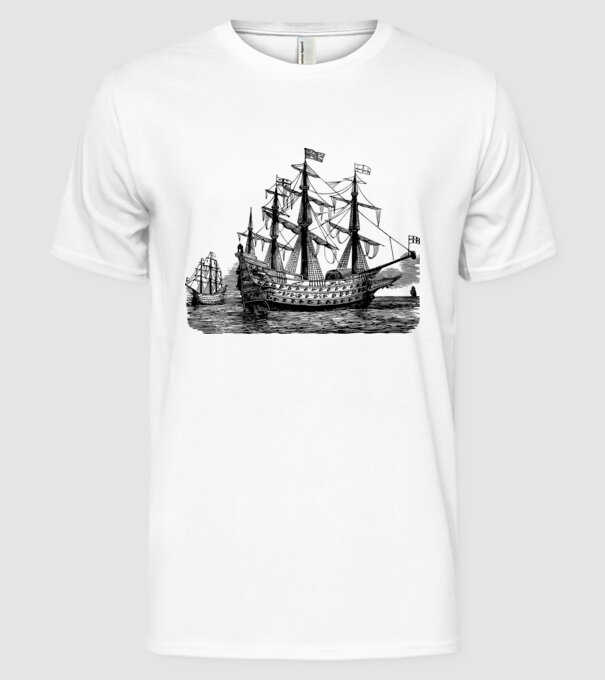 Vapoare model alb pe tricou