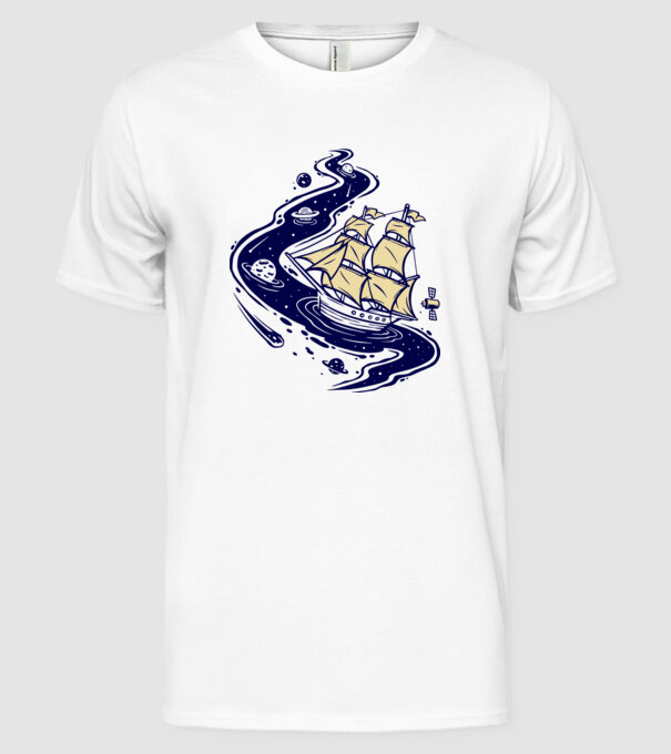 Vapoare model alb pe tricou