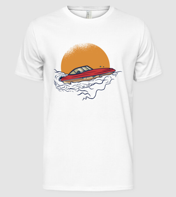 Vapoare model alb pe tricou