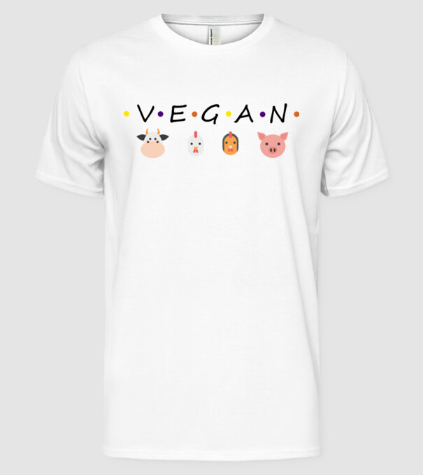 Vegan friends model alb pe tricou