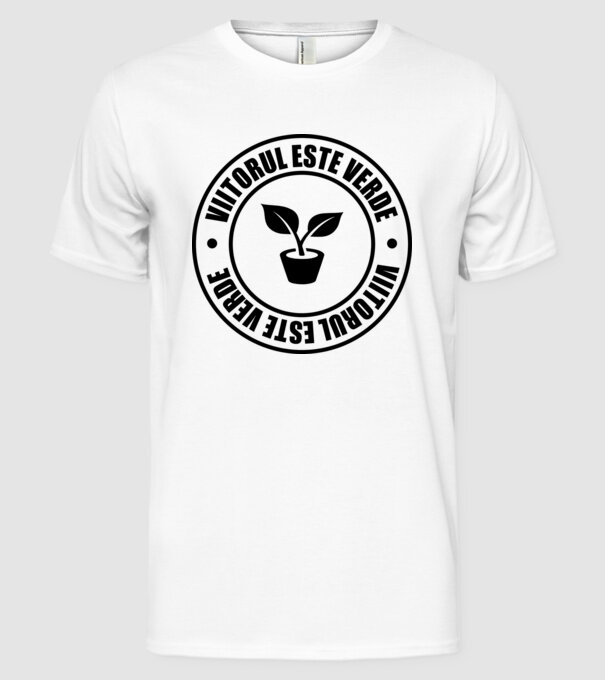 Viitorul este verde model alb pe tricou