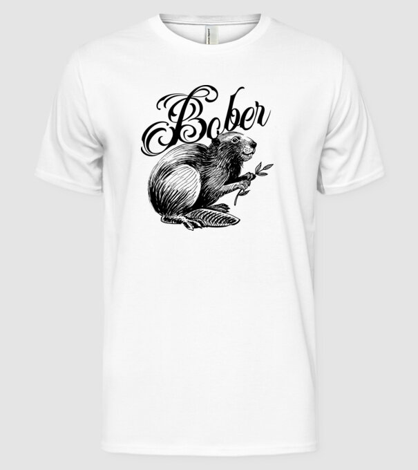 Vintage Bober model alb pe tricou