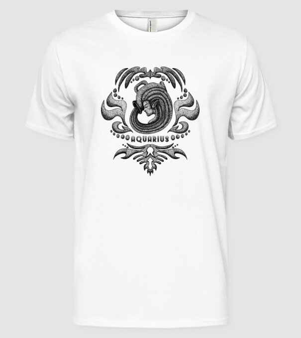 Vintage zodiac aquarius model alb pe tricou