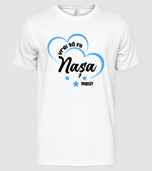 Vrei să fii nașa mea? model alb pe tricou