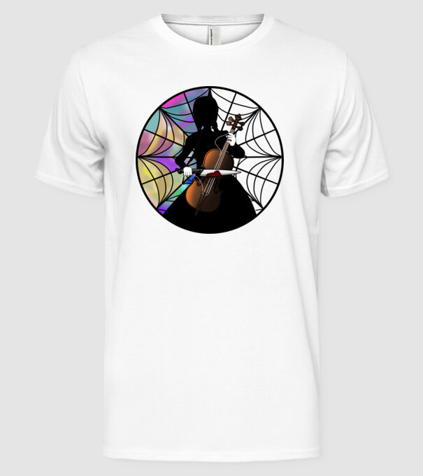 Wednesday Addams Cello - Enid room model alb pe tricou