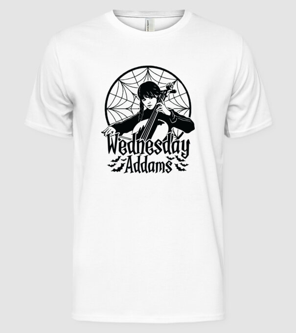 Wednesday Window model alb pe tricou