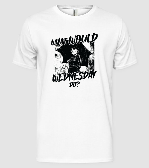What would Wednesday do model alb pe tricou