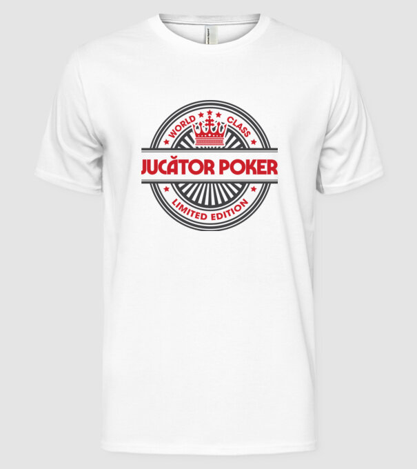jucător poker model alb pe tricou