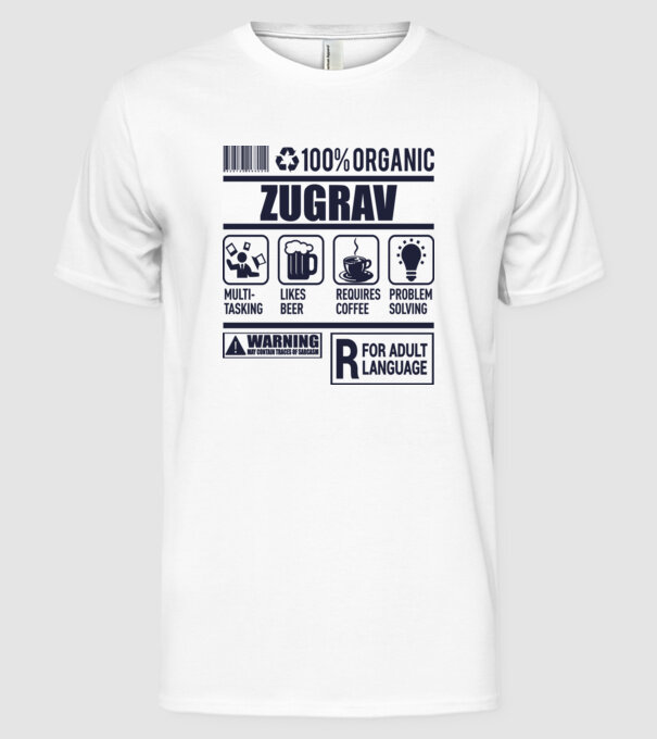 ZUGRAV model alb pe tricou
