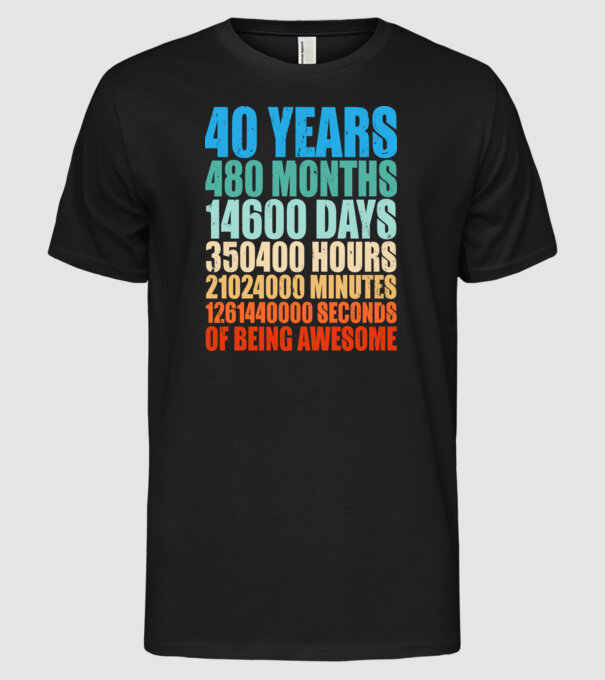 40 years of being awesome model negru pe tricou
