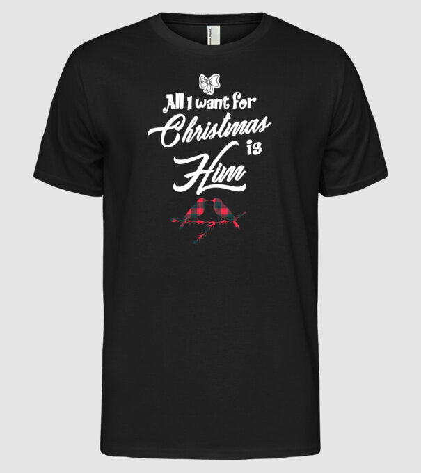 All i want for Christmas is Him model negru pe tricou