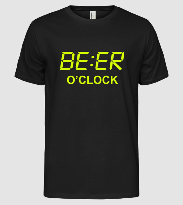 'Beer o'' clock' model negru pe tricou